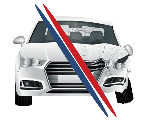 Used car with repainted body highlighted